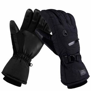 Black Snowboarding Waterproof Zipper Pocket Gloves
